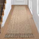 Collive Hallway Runner Rug, 2' x 6' Hand Woven Reversible Washable Entryway Rugs, Tan Cotton Modern Laundry Room Carpet Long Farmhouse Carpets for Bathroom Sink Foyer Bedroom