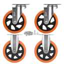 6 Inch Caster Wheels Set of 4 (2 Rigid, 2 Swivel), Ball Bearing 360 Degree Plate Swivel Castors Wheel Load 3000 lbs, Casters for Furniture, Workbench, Dolly, Cart