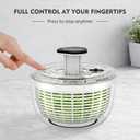Ourokhome Salad Spinner Lettuce Dryer, One-handed Easy Press Large Vegetable Dryer Salad Mixer with Comfortable and Retractable Pusher and Brake Button for Greens, Herb, Berry, Fruits, 3.8 QT, Black