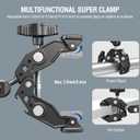 Super Clamp Camera Clamp Mount Monitor 360 Ballhead Magic Arm Double Ball Head Adapter with 1/4"-20 & 3/8"-16 Thread for Canon Nikon DSLR Camera