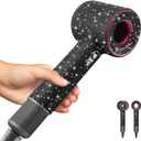 Rhinestones Case for Dyson Hair Dryer Anti-Scratch Shockproof Dust Proof Travel Protective Case Cover for Dyson Hair Dryer (Bling Black)