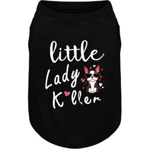 Dog Shirts - Little Lady Killer Heat Transfer Design - Lightweight, Breathable T-Shirts for Small, Medium, Large Dogs - Soft, All-Season Pet Clothes. Provides Sun Protection.Black L