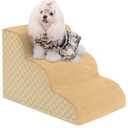 Dog Stairs Ramp for Couch 15.7" H, 3-Step Pet Stairs for Small Dogs with High Density Foam, Dog Slope Stairs with Durable Non-Slip Bottom for Puppy Khaki