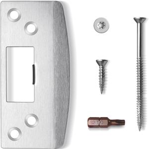 Oversized Door Strike Plate, Heavy Duty Version, Reinforced Enlarged Striker Plate with Large Hole, Fix Door Won't Latch in, Extended to Cover Worn Slot (Satin Nickel, 1 Pack)