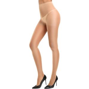 CozyWow 40D Sheer Tights for Women, Durable Control Top Pantyhose, High Waist Stockings with Reinforced Toe (M)