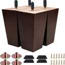 Sofa Legs Square Bed Feet 5 inch Wood Replacement Leg for Furniture Set of 4, Dark Brown
