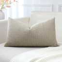 OTOSTAR Set of 1 Textured Boucle Throw Pillow Covers Lumbar Pillow Cases Cozy Soft Decorative Couch Cushion Case for Chair Sofa Bedroom Living Room Home Decor 16 x 24 Inch, Oatmeal