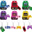 24 Pack Valentines Day Cards with Video Game Keychains for Kids Classroom School Exchange Gifts Valentines Party Favor Goodie Bag Stuffers Toys