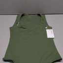 REORIA Butsmooth Womens Sexy Sleeveless Square Neck Double Lined Basic Bodysuit Tank Tops (Small, Dark Green)