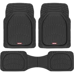 Motor Trend FlexTough Floor Mats for Cars, Black Deep Dish All-Weather Mats, Waterproof Trim-To Fit Automotive Floor Mats for Cars Trucks SUV, Universal Floor Liner Car Accessories