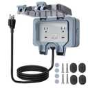 STARELO Outdoor Power Outlet with 25FT Extension Cord, IP66 Waterproof Outdoor Wall Power Socket with Cover, 125V 15Amp 2-Gang Switched Wall Plug Socket Box with Switch On-Off and LED Indicator