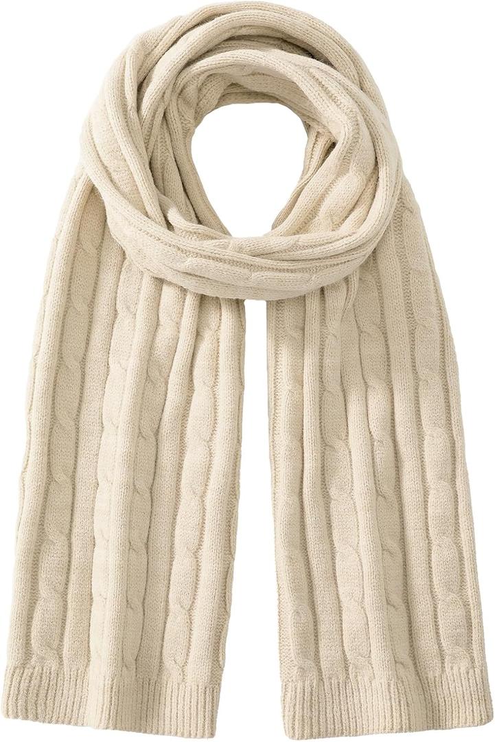 Passionbility Winter Scarf for Women Warm Winter Knit Scarf Cable Chunky Soft Scarves for Cold Weather (Beige)