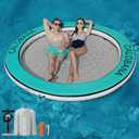 CALOBANA Round Floating Ring Inflatable Water Hammock Heavy Duty River Floats Lake Raft for Adults Tanning Pool Lounger Float Island Platform Pad Mat for Party