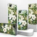 Compatible with iPhone 17 Air Case Card Holder for Women Cute Design,Wallet Phone Cases Transparent Cool Kawaii Protective (Clear Green Flowers Tropical Jungle)
