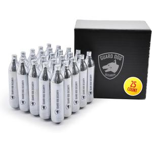 Guard Dog Security 8 Gram / 12 Gram Co2 Cartridges, Non-Threaded, CO2 cartridges BB Gun, CO2 BB Pistol, CO2 Airsoft Pistol, and CO2 Paintball Markers, Snug fit, Solid Seal