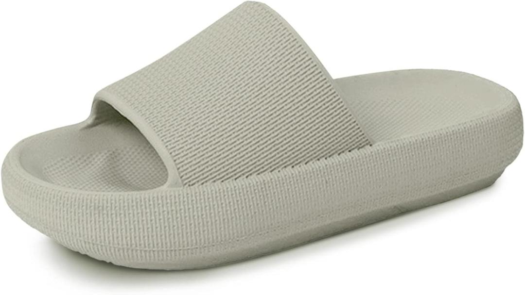 Menore Slippers for Women and Men Quick Drying, Parent-Child EVA Open Toe Soft Slippers, Non-Slip Soft Shower Spa Bath Pool Gym Beach House Sandals for Indoor & Outdoor (4-4.5 Women/3-4 Men, Light Khaki)