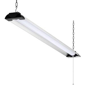 4FT LED Shop Light, 10000 Lumens 84W, Aluminum Shop Light Fixture, 5000K Cool White, Pull Chain, Plug-in Cord, Hanging or Flush Mount, ETL Listed for Garage Workshop Basement Warehouse Black, 44" Lx 3-7/8"W x1-3/4"H