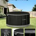 EliteCover 36 inch 600D Heavy Duty Outdoor Fire Pit Cover Round with Waterproof,UV & Fade Resistant, Firepit Covers Round (Black)