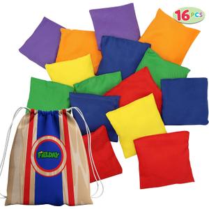 JOYIN 16 Cornhole Bean Bags for Tossing (4.7 x 4.7), Durable Nylon All-Weather Game, Includes 15 Bean Bags and a Carry Bag, Cornhole Game Set, Party Supplies for Kids & Adults
