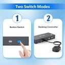 DisplayPort USB 3.0 KVM Switch 1 Monitor 2 Computers 8K@60Hz 4K@144Hz KVM Switcher 2 in 1 Out with 4 USB-A, 2 USB-C, Wired Controller for Laptop, Desktop