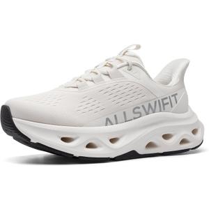 ALLSWIFIT Women's Slip On Walking Shoes Cushioning Hands Free Non Slip Breathable Comfort Workout Running Jogging Gym Athletic Tennis MoveSlide Fashion Sneakers,Size 9,White,AWUMRS2506