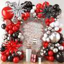 RUBFAC Red and Black Balloon Garland Arch Kit, 2026 Graduation Party Decorations Balloons, 140pcs Red Black and Metallic Silver Confetti Star Latex Balloons for Birthday Wedding Party Decorations