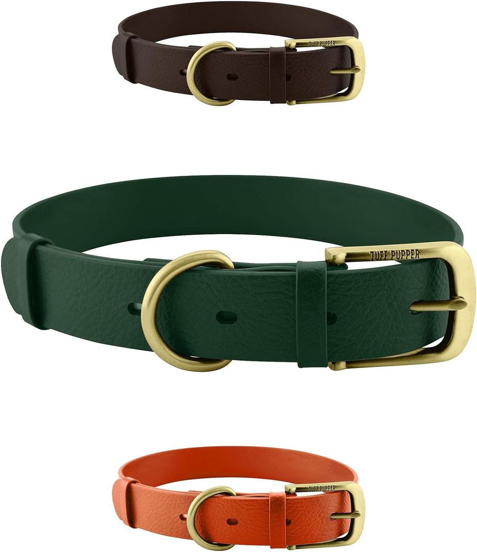 Tuff Pupper Classic Heavy Duty Dog Collar | 10x Stronger Than Leather | 100% Waterproof & Odor Proof Dog Collar | Tough Rust-Proof All Metal Hardware Size L