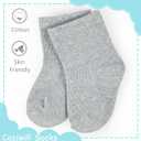 Baby Socks 0-3 months Infant White Crew Socks Baby Girls Newborn Dress Socks Boys Baptism Christening 2 Pack White & Grey