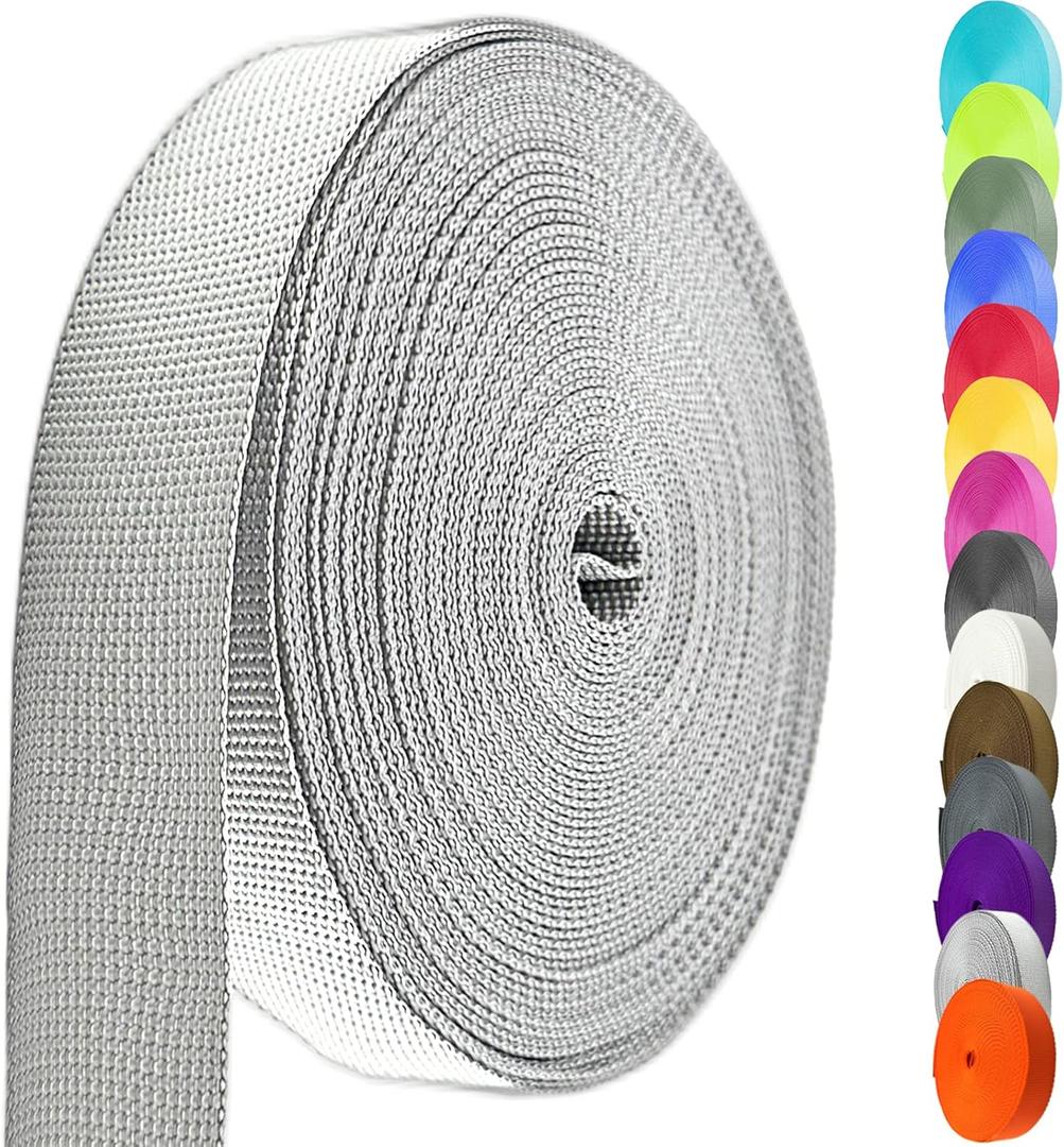 Nylon Webbing 1.5 Inch, Heavy Duty Nylon Webbing Strap 12 Yard,Durable Nylon Strapping for Indoor or Outdoor Gear, DIY Crafting, Repairing (Silver Gray, 12 Yard)