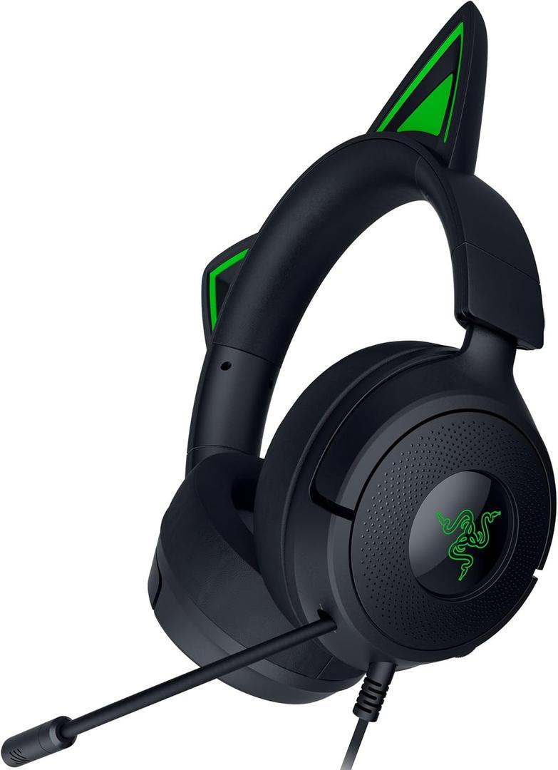 Razer Kraken Kitty V3 X Wired Gaming Headset: Kitty Ears - HyperClear Cardioid Mic - 40 mm Drivers - 7.1 Surround Sound - Comfy Ear Cushions - Cross-Platform via 3.5mm PC, PS5, Xbox, Switch 2 - Black