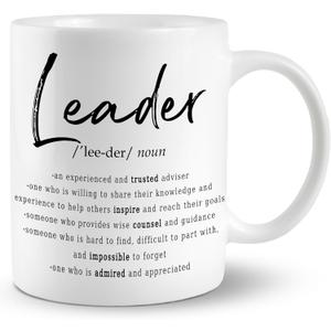 Leader Mug, Leader Gifts,Leadership Gifts, Leader Noun Coffee Cups Ceramic, Leader Coffee Mug, Team Leader Gifts for Women Men, Thank You Mug
