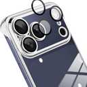 Phone Case, Compatible with iPhone 17 Pro, Transparent Electroplated Silver Phone Case, Frameless Design, with Camera Lens Protection.