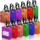 Takytao 12 PCS Reusable Gift Bags with Handles, Glossy Mix Color Gift Bags, 8 x 4 x 10 Inch Non-Woven Solid Color Favor Bags, Giftbags for Birthday, Party, Wedding, Christmas, Shopping, Graduation