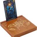 PH PandaHall Wooden Card Holder Card Display Stand Butterfly Pattern Deck Holder Square Wood Oracle Cards Stand for Lenormand Witch Divination Tools Gift Supplies 4.7x4.7x0.7 Inch