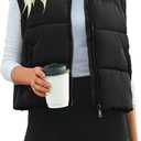 Cityork Women's Puffer Vest Lightweight Sleeveless Winter Outerwear Full Zipper Warm Padded Gilet Jacket Coat with Pockets (Black) XL
