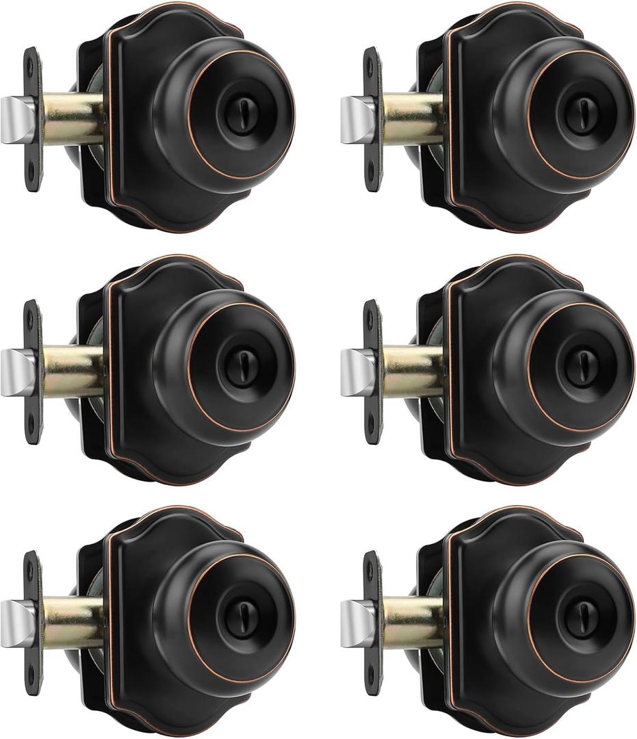 Haidms Oil Rubbed Bronze Door Knobs Interior, Privacy Interior Door knobs, Bronze Indoor Doorknobs for Bedroom or Bathroom (6 Pack)