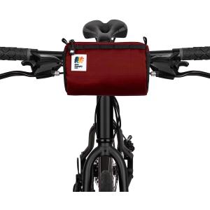 Handlebar Bike Bag  Water-Resistant Hard Shell with Quick-Access Zipper, Side Mesh Pockets, and Spacious Storage  Ideal for Cycling, Commuting, and Adventure Rides (Red) (Rust)