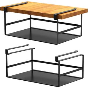 Under Shelf Storage Basket Organizer Hanging Holder for Kitchen, Pantry, Desk, Bookshelf, Cabinet Heavy Duty Slide-in Hanging Storage Basket (Black Small)