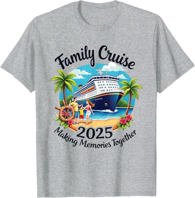 Family Cruise 2025 Vacation Trip Family Matching Cruise Ship T-Shirt, Heather Grey