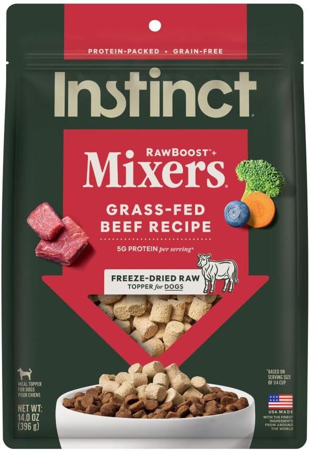 Instinct Raw Boost Mixers Freeze Dried Dog Food Toppers For Dry Food, Grain Free Dog Food Toppers with Beef For Dogs, 14 oz (EXP 07/18/29)
