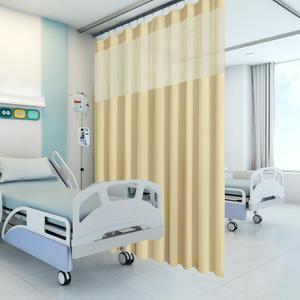Flame Retardant Hospital Curtains Room Divider,Grommet Cubicle Curtains Divider Privacy Curtains for Hospital, Clinic, Lab(1 Panel, 5x8FT,Beige) (60"W x 96"L (Pack of 1))