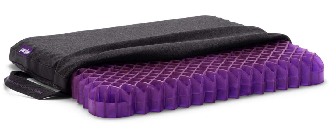 Purple Royal Seat Cushion, Portable 2 Inch Gel Seat Cushion, GelFlex Grid | Handles for Car, Office Chair, Stadium - Pressure-Reducing for Hard Seats, Temperature-Neutral, No-Slip - Made in USA