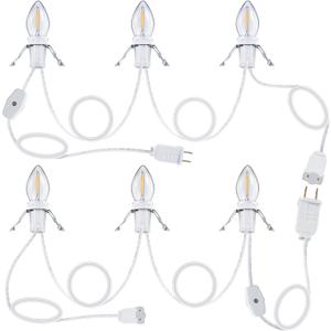 Meonum Accessory Cord with 3 LED Light Bulbs, 8.2 Ft Indoor Blow Mold Light Cord with Female Plug for Halloween Pumpkins Christmas Village Houses and Craft Projects Decoration, Warm White(2 Pack)