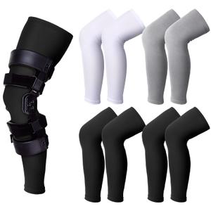 Sosation 8 Pcs Knee Brace Undersleeve Knee Sleeve for Under Brace Closed Patella Compression Breathable Leg Sleeves for Men Women Thigh Shin Support for Sports Protector(Medium)