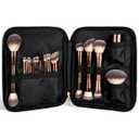 MAANGE 20 PCS Makeup Brush Set with Bag, Double-ended Kabuki Brush Foundation Contour Brush for Liquid Powder Concealer Eye Shadows Cream Cosmetics Blending Blush Face Makeup Tools with Case (Coffee)
