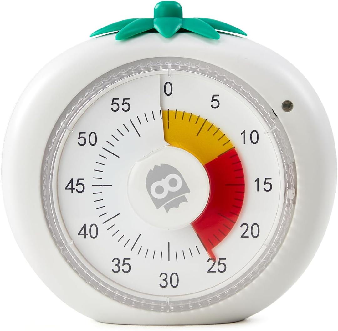 Visual Timer for Kids, 60-Minute Countdown Timers for Classroom Office Kitchen with Silent Operation, Kids Timer for Teaching with Cute Design, 4-Color Zone Pattern Pomodoro Timers (White)