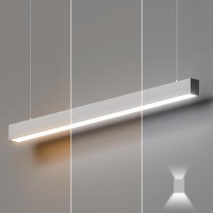 Silver 4FT 1Pack LED Linear Lights 50/45/40/35/30W Up and Down Light, 3000K/4000K/5000K 4 Feet Commercial Linkable Shop Lighting for Office Garage Shop Dining Room bar,0-10V Dimmable