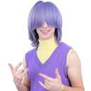 Short Blue Purple Cosplay Wig for Men with Long Bangs - Anime Cosplay Wigs for Mens Halloween Costume Party (Blue Purple)