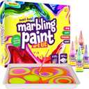 Dan&Darci Marbling Paint Art Kit for Kids - Arts & Crafts Gifts for Girls & Boys Ages 6-12 Years Old - Craft Kits Set - Gift Ideas Activities Toys Age 6 7 8 9 10 Year Olds - Marble Painting Sets
