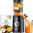 LINKChef Cold Press Juicer Machines, 4.53" Diameter juicers Whole Fruit and Vegetable, 200W Masticating Slow Juicer with Automatic Cutting, BPA-Free, Easy Cleanup & Assembly, Lightweight, Black